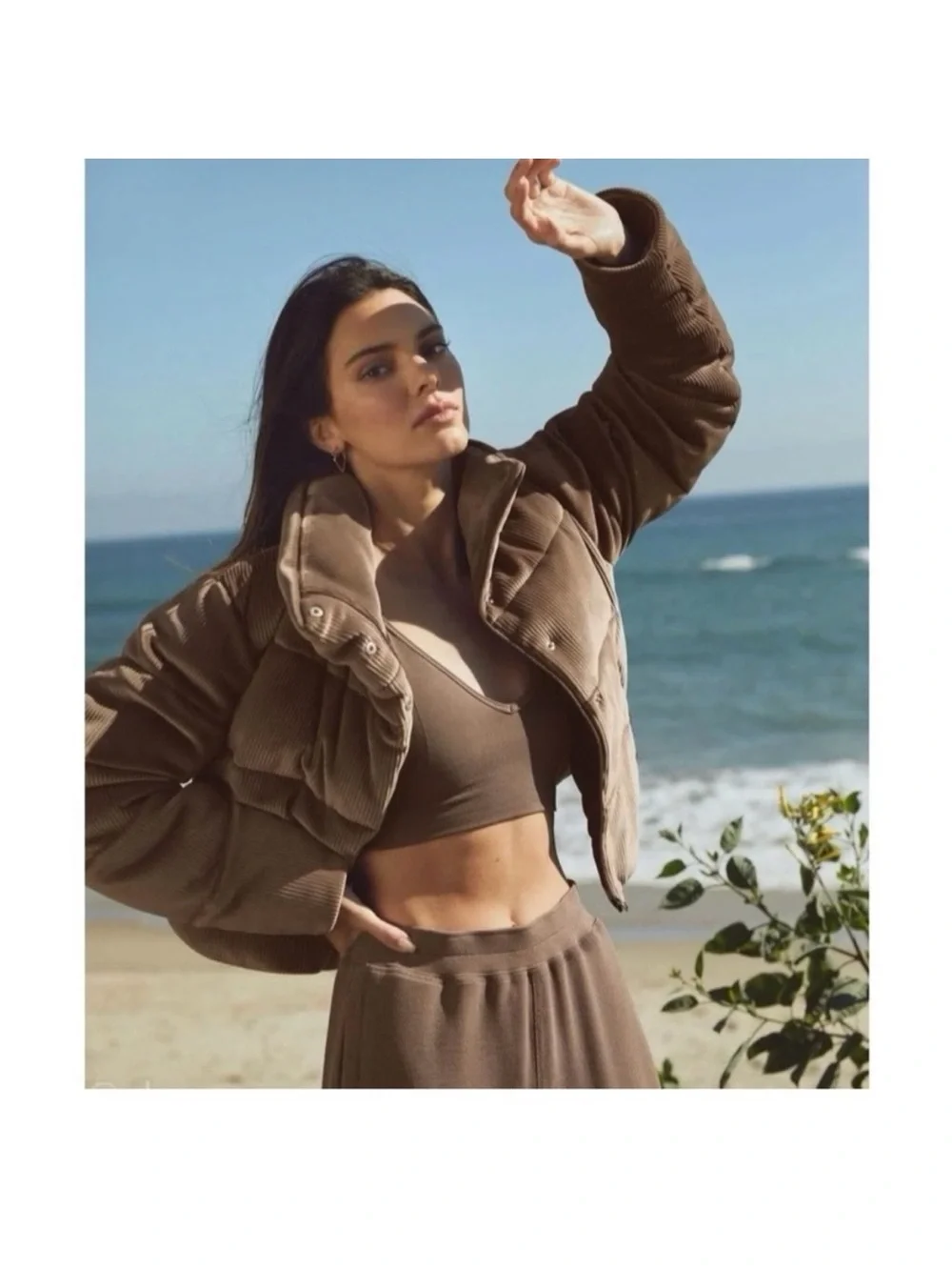 NWT RARE ALO Gold Rush Puffer Crop Ribbed Jacket in Hot Cocoa - M